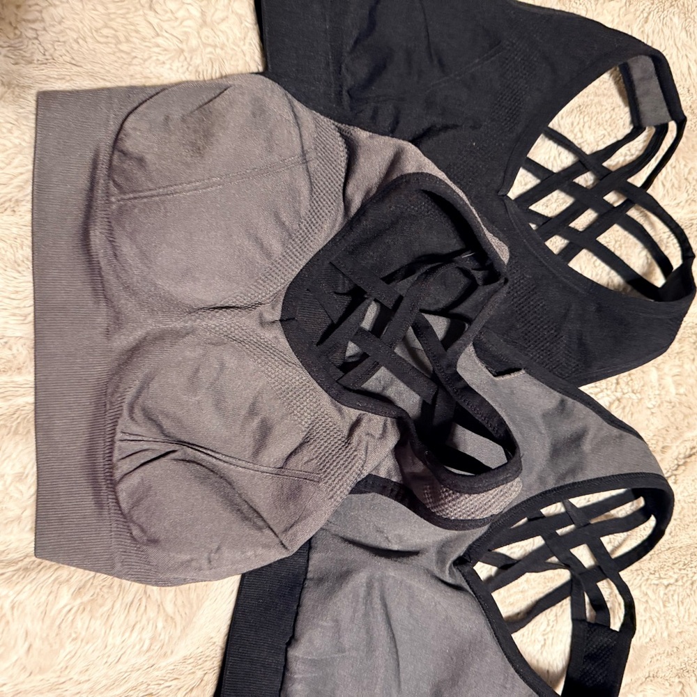 Black and Gray Strappy Sports Bras